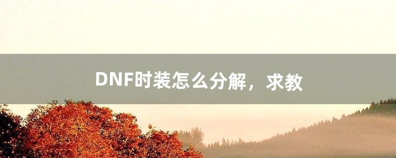 dnf怎么分解时装