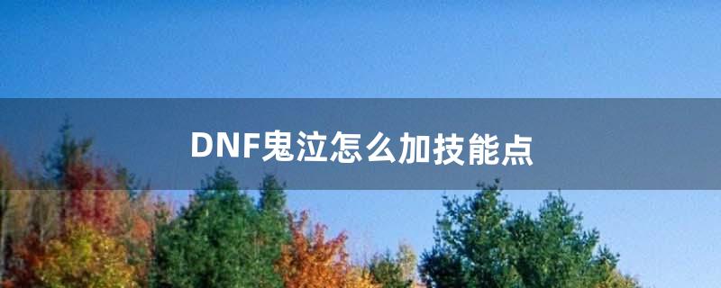 dnf鬼泣怎么加点