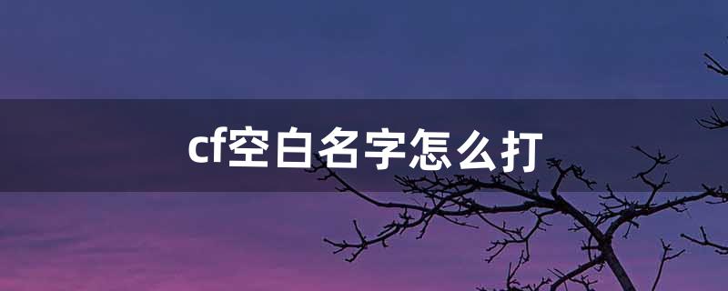 cf空白名字怎么打（cf100个空白名代码)