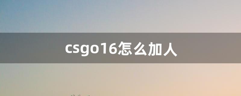 csgo1.6怎么加人（csgo在游戏怎么加人)