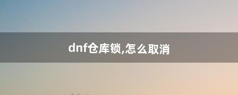dnf仓库锁怎么设置 dnf仓库锁怎么设置