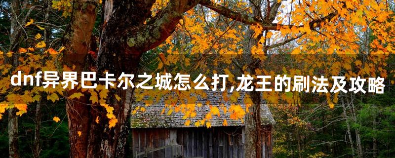 dnf异界巴卡尔之城怎么打,龙王的刷法及攻略
