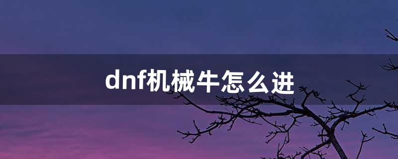 dnf机械牛怎么进（dnf机器牛的图怎么开)