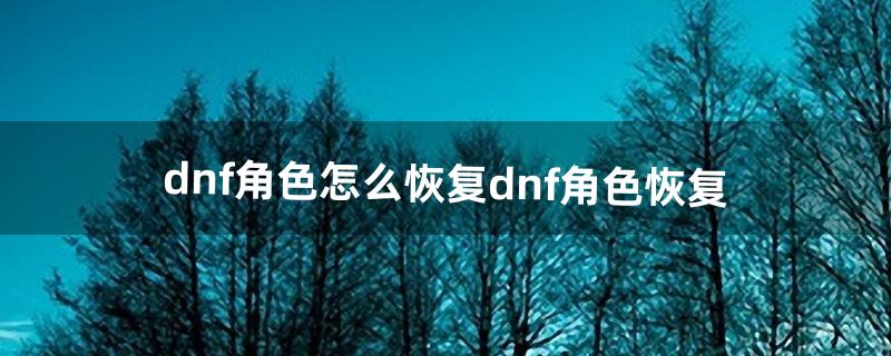 dnf角色怎么恢复,dnf角色恢复（dnf恢复生命值的药)