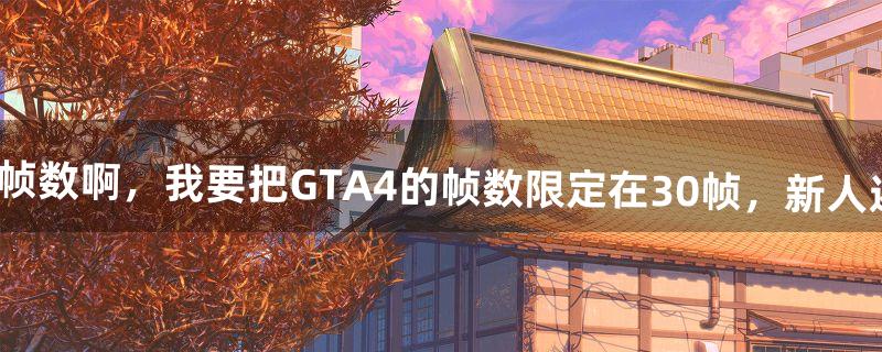 fraps怎么限定帧数啊，我要把GTA4的帧数限定在30帧，新人还不会用，求教