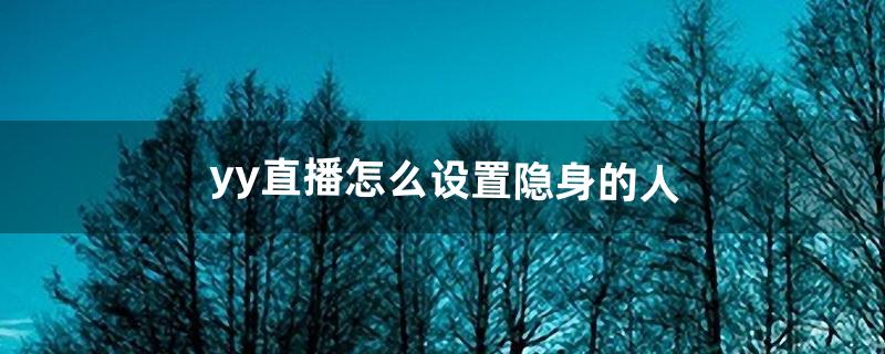 yy直播怎么设置隐身的人（手机yy隐身在哪设置)