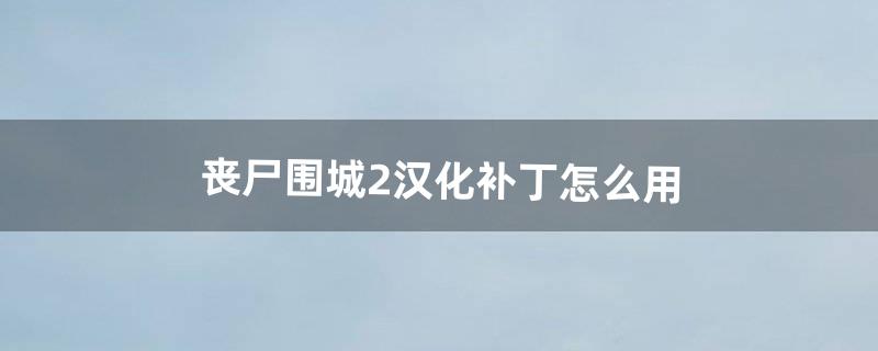 丧尸围城2汉化补丁怎么用（丧尸围城二汉化设置)