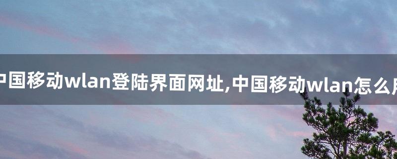 中国移动wlan登陆界面网址,中国移动wlan怎么用