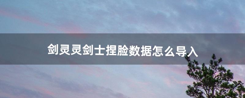 剑灵捏人数据怎么导入