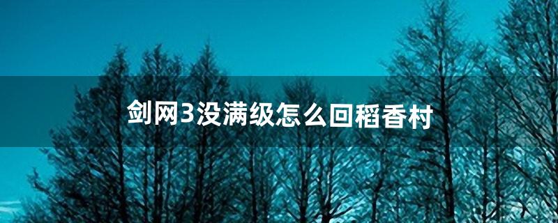 剑网3没满级怎么回稻香村（剑网3稻香村隐藏任务怎么做)