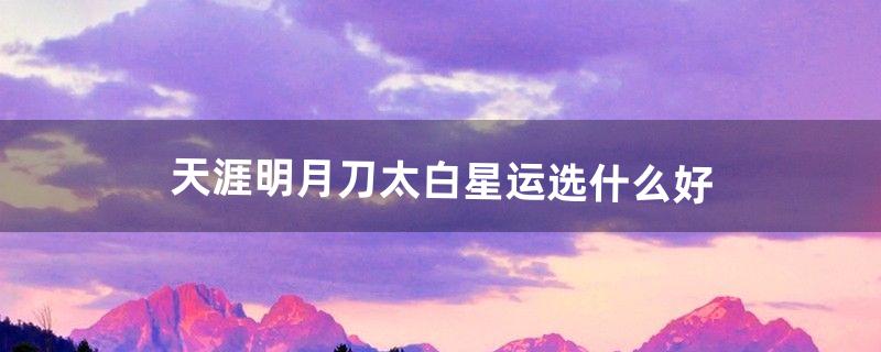 天涯明月刀太白怎么样