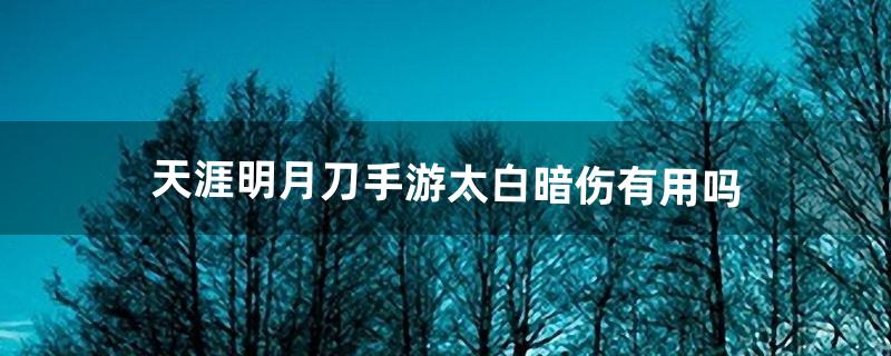 天涯明月刀手游太白暗伤有用吗（天涯明月刀太白琅纹搭配推荐)