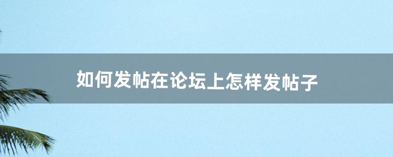 如何发帖在论坛上怎样发帖子（怎么在网上发帖)