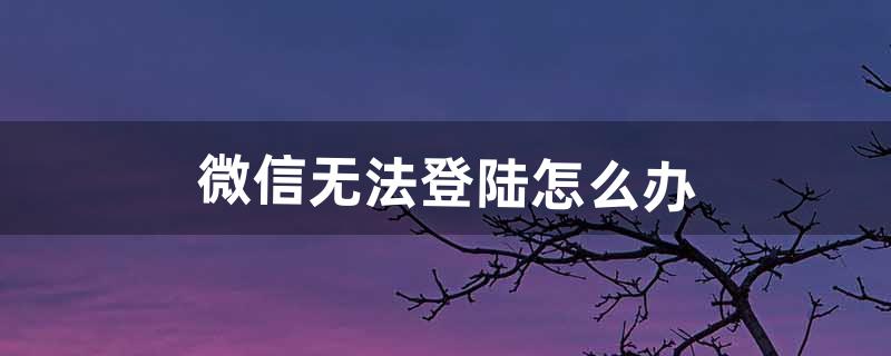 微信无法登陆怎么办（微信登录不了怎么恢复)