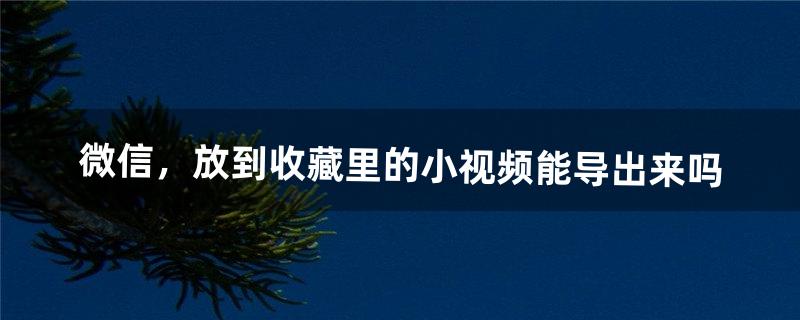 微信，放到收藏里的小视频能导出来吗（微信收藏里视频如何导出)