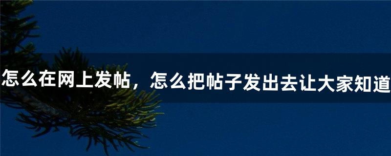 怎么在网上发帖，怎么把帖子发出去让大家知道