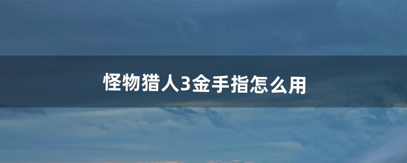 怪物猎人3金手指怎么用（怪物猎人3基本操作)