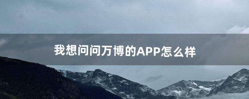 我想问问万博的APP怎么样（万博进入不了)