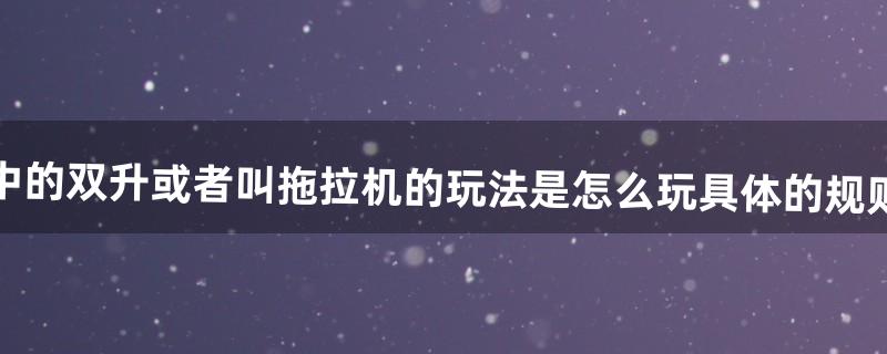 扑克牌中的双升或者叫拖拉机的玩法是怎么玩?具体的规则是什么