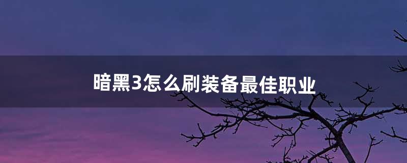 暗黑3怎么刷装备最佳职业（暗黑3ns单刷最舒服职业)