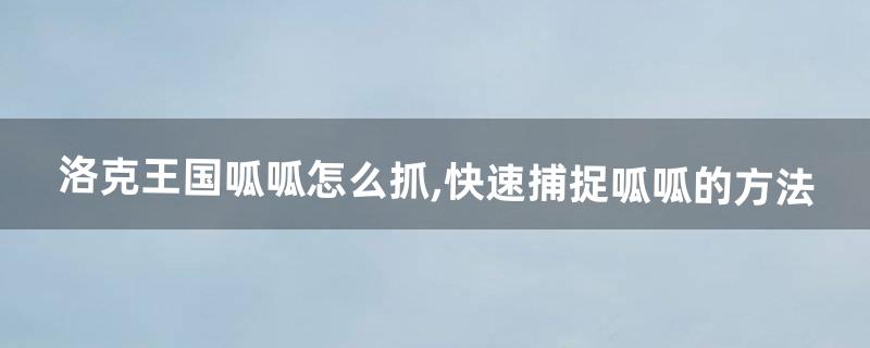 呱呱怎么抓 呱呱怎么抓