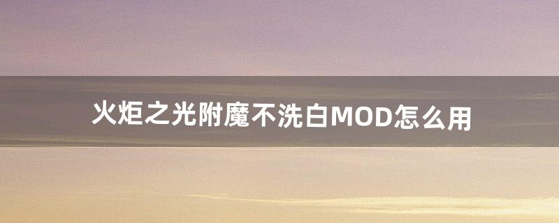 火炬之光附魔不洗白MOD怎么用（火炬之光mod制作教程)