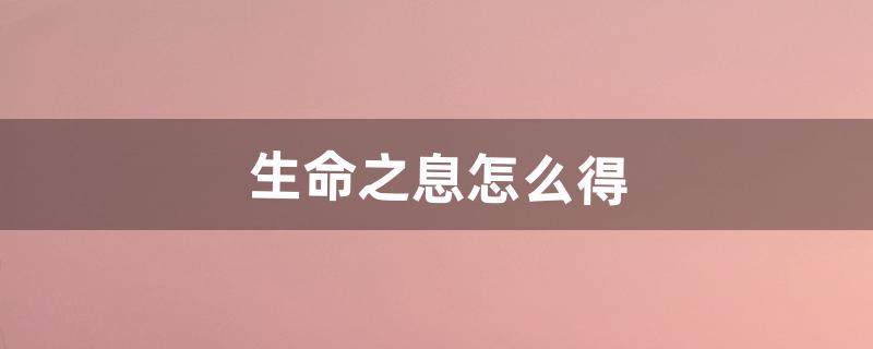 生命之息怎么得（100级版本生命之息怎么获得)