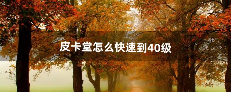 皮卡堂怎么快速到40级（皮卡堂怎么刷经验)