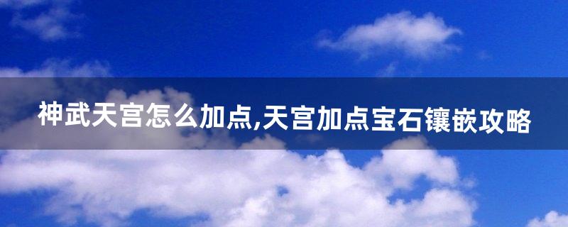 神武天宫怎么加点 神武天宫怎么加点