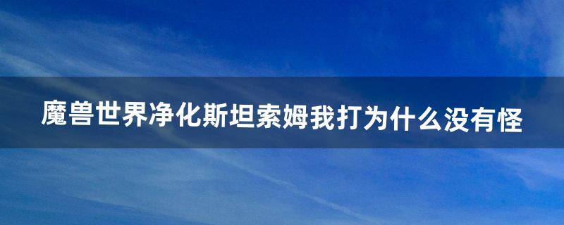 魔兽世界净化斯坦索姆我打为什么没有怪（魔兽世界斯坦索姆70级会吃经验吗)