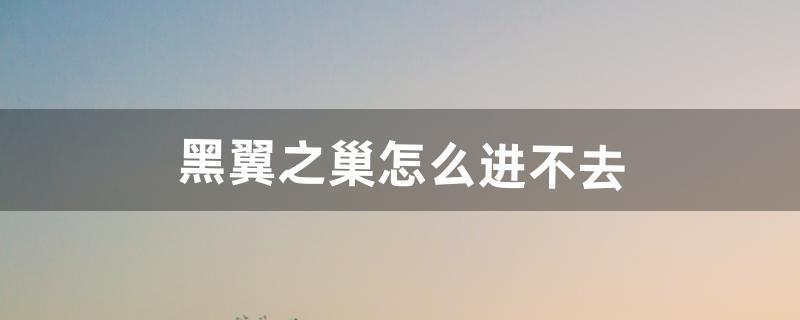 黑翼之巢怎么进不去（黑翼之巢一趟能赚多少)